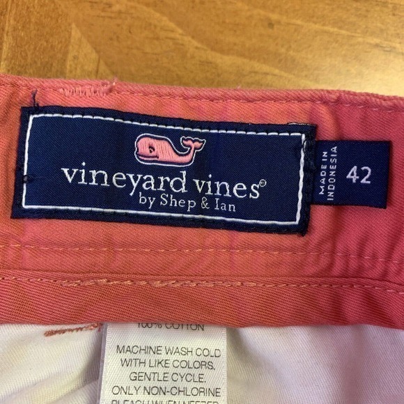 Vineyard Vines Men Sz 42 Khaki Pink Salmon Classic Fit Golf Short Flat Front - Picture 3 of 8